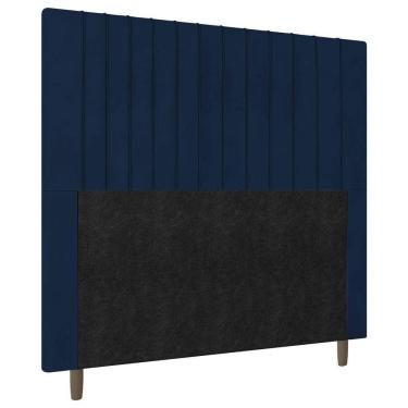 Imagem de Cabeceira Cama Box Solteiro Nala 90cm Veludo Azul Marinho