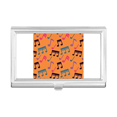 Imagem de Caixa de bolso com porta-cartões de visita colorida com notas musicais laranjas