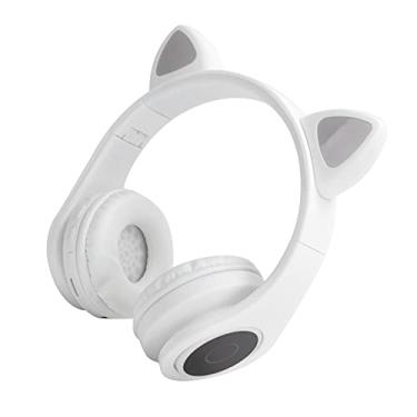 Imagem de Fone de ouvido, fone de ouvido sem fio de redução de ruído LED com microfone para jovens para celular(Branco)