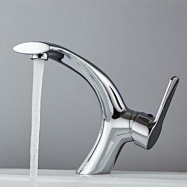 Imagem de Torneira para lavatório, fria, quente, para banheiro, torneira misturadora, cromada, torneira para pia, montada no convés, dourada, cromada