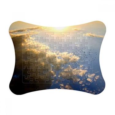 Imagem de Moldura de quebra-cabeça laranja Sunshine céu nuvens azul celeste decoração de imagem ornamento de jogo quebra-cabeça