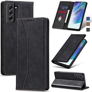 Imagem de Jasonyu Flip Carteira Capa para Samsung S21 FE,Capinha Folio Magnética de Couro com Suporte para Cartão,Suporte para Chute - Protetora Durável de TPU à Prova de Choque para Telefone,Preto