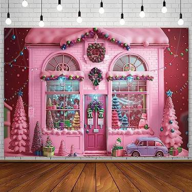 Imagem de AIBIIN Pano de fundo de Natal de inverno de 2,1 x 1,5 m para fotografia, loja de brinquedos do Papai Noel, fundo para decoração de janela de Natal, inverno, ano novo, decoração de presente para