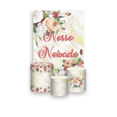 Imagem de Painel De Festa Vertical 1,50 x 2,20 + Trio De Capas Cilindro - Nosso 