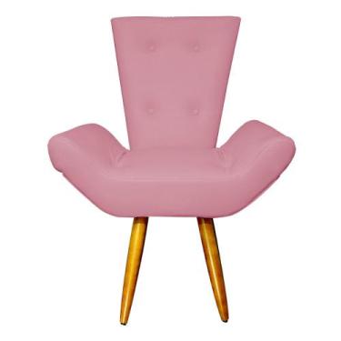 Imagem de Poltrona Decorativa Emília Barca Pés Palito Suede Rosa - DS Estofados