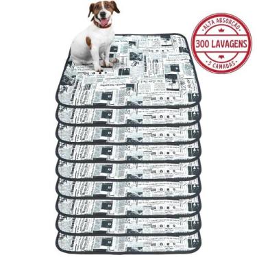 Imagem de Kit com 9 Tapetinhos Alta Absorção para Pets 70x50 Jornal 3 Camadas - 
