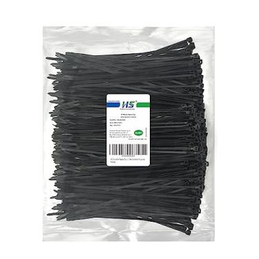 Imagem de HS Abraçadeiras de plástico duráveis 20,3 cm (pacote com 1000) Abraçadeiras de plástico pretas UV 40 libras com travamento automático largura 1/8 polegadas, uso externo