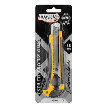 Imagem de Estilete Largo C/ Trava Profissional Emborrachado 18mm BRW - ES1804