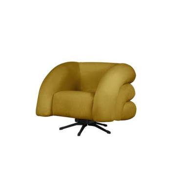 Imagem de Poltrona Base Giratória e Balanço Micheli Veludo Amarelo - Mansão Deco