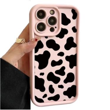 Imagem de Capa de telefone com estampa de vaca à prova de choque de silicone macio TPU slim fit antiarranhões com listras de animais para iPhone 16/15/14/13/12/11 Pro Max/Plus/XR/XS/X (rosa, para iPhone 12)