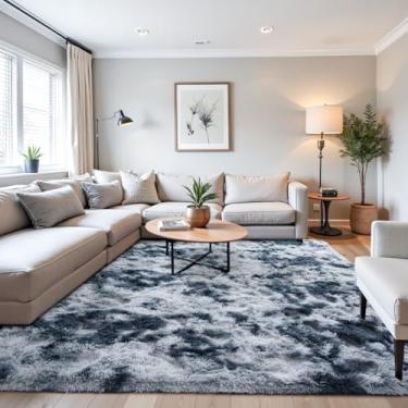 Imagem de Beglad Tapetes para sala de estar, 1,8 m x 2,5 m, tapetes de área grande, atualizados, antiderrapantes, duráveis, modernos, minimalistas, tapetes de espuma de memória para quarto, tapete interno adequado para decoração de quarto de meninos, tie-dyed azul escuro