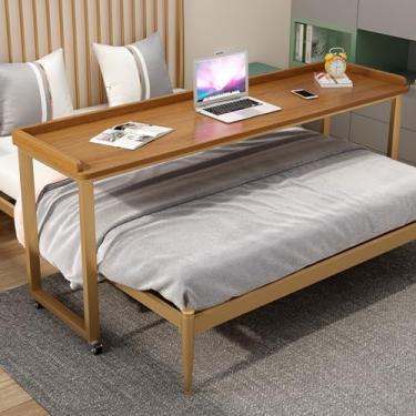 Imagem de Mesa de cama, mesa de cama sobre a cama, mesa com rodas, mesa de sobrecama, móvel com rodas, mesa de computador com rodas de 120 cm