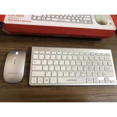 Imagem de Teclado com Mouse usb sem fio, slim, abnt 2 para mac win  - gold