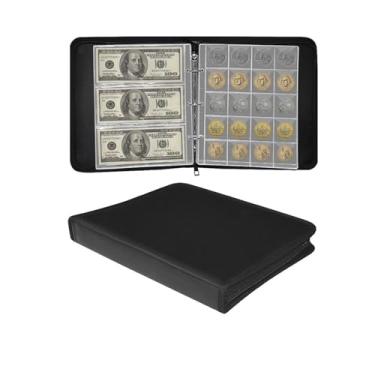 Imagem de PWMENLK Organizador De Moedas Para Colecionadores, Pasta Coleção 11,2 X 9,3 Pol. E Porta-Cédulas, Álbum Armazenamento Com Capas Moedas, Cédulas, Suprimentos Livro Estojo