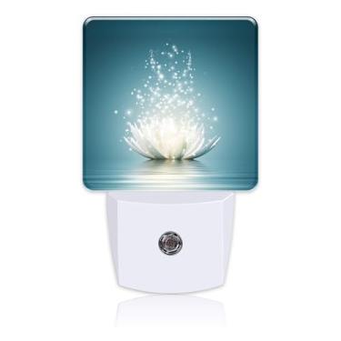Imagem de Uiaoiais Luz Noturna Mágica De Flor Lótus Na Água, Com Sensor Anoitecer E Amanhecer, Para Conectar Parede, Linda Crianças, Meninas, Meninos, Mulheres, Homens, Decoração Quarto, Corredor, Cozinha, Ba