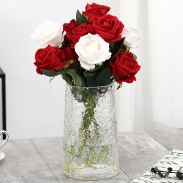 Imagem de MARTAGE Vaso de vidro transparente, vasos de flores para buquês, vaso de vidro moderno para flores, vasos grandes para sala de estar, quarto, cozinha, escritório, casamento, mesa de jantar, 20 cm