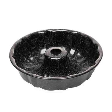 Imagem de Forma para Bolo com Furo Antiaderente de Aço Carbono Granilite Preta L