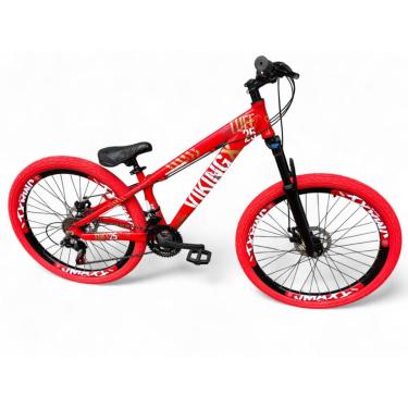 Imagem de Bicicleta Aro 26 Vikingx Tuff Freeride Downhill Alumínio 21v Aros Vmaxx Freio a Disco Pneu Flame-Unissex