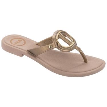Imagem de Sandalia feminina terra e água rasteira antiderrapante leve, Gold, Tau