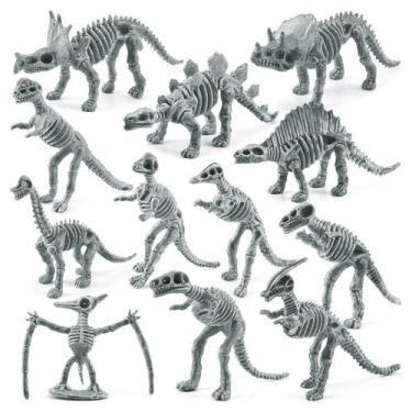 Imagem de Conjunto de estatuetas de esqueleto de dinossauro, 12 unidades de fóss