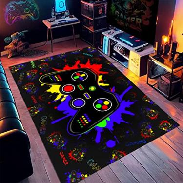Imagem de Tapetes de jogos gamer para meninos, controle de jogo de 9 x 12 m, tapetes modernos, tapetes para decoração de quarto de jogadores, sala de jogos, sala de estar, quarto