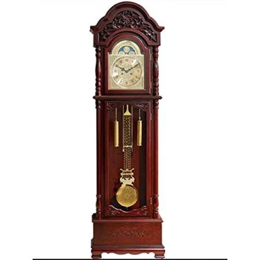 Imagem de Relógio de chão Relógio vertical clássico de madeira maciça, relógio, chão estilo chinês, pêndulo europeu para sala estar, mecânico cronometragem