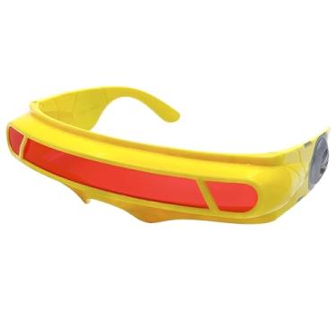 Imagem de grinderPUNCH Óculos de sol fantasia de alienígena espacial futurista Cyclops Shield Party Mirror lente mono (amarelo - vermelho)
