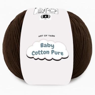 Imagem de Art of Yarn Babe Cotton puro 50% algodão 50% acrílico fino 2 fios - verão macio e suave para tricô, crochê, amigurumi, cobertores de bebê - 50 g, 165 m (180,44 jardas) - 1 novelo 99408