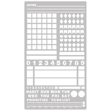 Imagem de Estênceis de aço inoxidável – Modelos de planejamento de metal reutilizáveis para A5 pontilhado, rastreamento de hábitos e pastas semanais - Materiais criativos para scrapbooking e planejamento