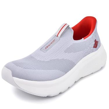 Imagem de JACKSHIBO Tênis masculino ortopédico de caminhada ortopédico com bico largo, suporte de arco, acolchoado com sola grossa zero gota, almofadas metatarsais, Sem cadarço cinza, 10.5 Wide