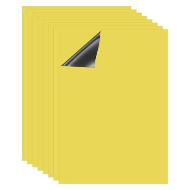 Imagem de PATIKIL Quadro apagável a seco, pacote com 8 ímãs A4, quadro branco, calendário de geladeira, quadro magnético, material de escritório para casa, cozinha, geladeira, mesa, parede, amarelo