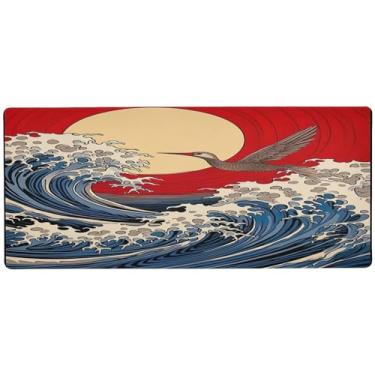 Imagem de Wassud Tapete de mouse Flying Bird para jogos com base de borracha antiderrapante, mouse pad longo para teclado de computador com borda costurada, almofada grande à prova d'água para escritório, casa