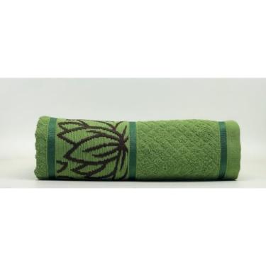 Imagem de Toalha de Banho Jacquard 75x150cm - Algodão Grossa Felpuda Alta Absorção e Toque Macio - Ideal para Banho e Rosto (Verde musgo)