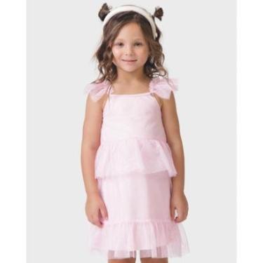 Imagem de Vestido glitter babados verão brilho leve fofo encantador - Rosa e Vermelho - Menina 1 a 10 anos-Feminino