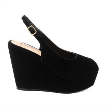 Imagem de Sandália Zatta Anabela Peeptoe Anita Preto Preto 34-Feminino