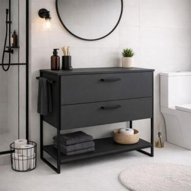Imagem de Gabinete Armário Banheiro 80cm Estilo Industrial L1028 Lacasamia, Graf
