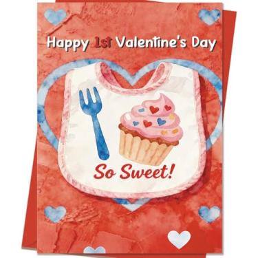 Imagem de Mcduldul Primeiro cartão de dia dos namorados do bebê | Happy 1st Valentines Day Cards Gifts for Son Daughter Grandson Granddaughter