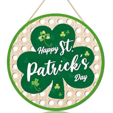 Imagem de KAIRNE Sinal de Dia de São Patrício, placas de madeira para porta de trevo verde, arte de parede feliz dia de São Patrício, decoração suspensa de boas-vindas com sinal irlandês, decoração de casa de