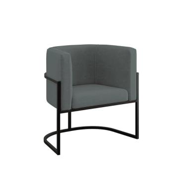 Imagem de Poltrona Cadeira Decorativa Lua Base De Ferro Black Cinza