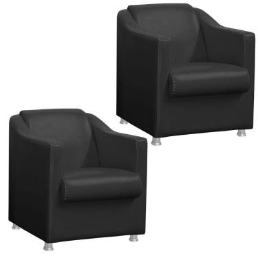 Imagem de Kit 2 Poltronas Tilla Decorativa Escritório Corino Preto