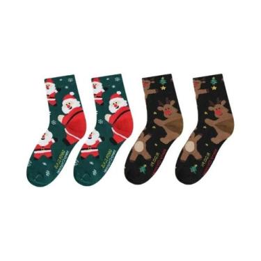 Imagem de Meias De Natal Femininas Divertidas E Fofas Com Boneco De Neve, Pacote