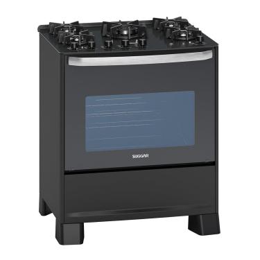 Imagem de Fogão 5 Bocas Suggar FGVMTG512PT Master Grill Piso Mesa de Vidro Tripla Chama Preto
