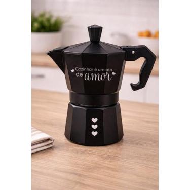 Imagem de Cafeteira Italiana Milano Inox Preta rende 6 Xicaras - FRATELLI