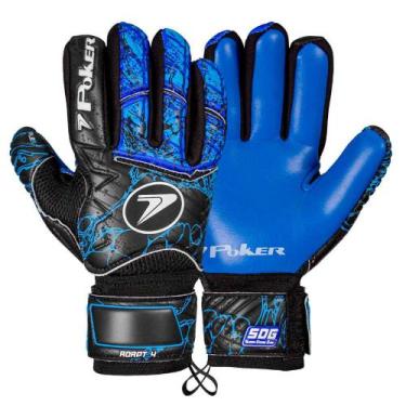 Imagem de Luva de Goleiro Poker Pro Adapt 4 Multi Terreno Resistente, 11, Azul