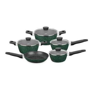 Imagem de Conjunto de Panelas Carmela Garden 5 Peças Verde 8483 MTA Ceramic-Flon