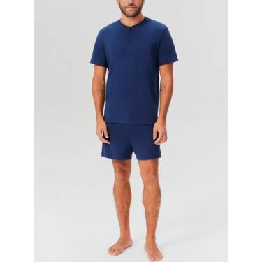 Imagem de Pijama Curto Hering 7C2P Masculino C/ Botão Algodão T. P/XXG, XXG, Axt