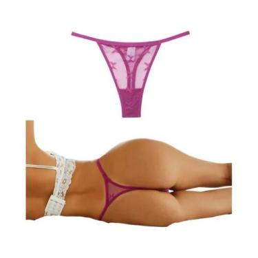 Imagem de Calcinha Sexy Feminina De Cintura Baixa Em Tule, Cor Sólida, T-back, T