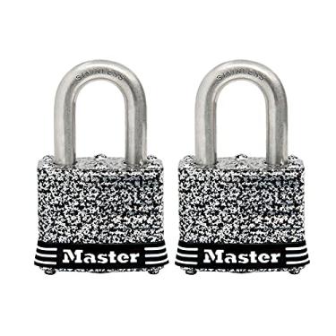 Imagem de Master Lock Cadeado externo de aço inoxidável 3SST com chave, pacote com 2 chaves iguais