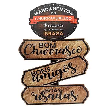 Imagem de Placa Decorativa Mandamentos do Churrasqueiro - Bons Amigos