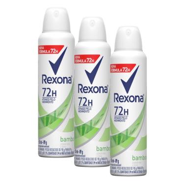 Imagem de Kit com 3 Desodorantes Antitranspirantes Aerosol Feminino Rexona Bamboo 72 horas 150ml